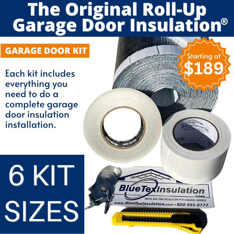 BlueTex 2mm Pro Roll-Up Garage Door Kits - all six sizes laid out
