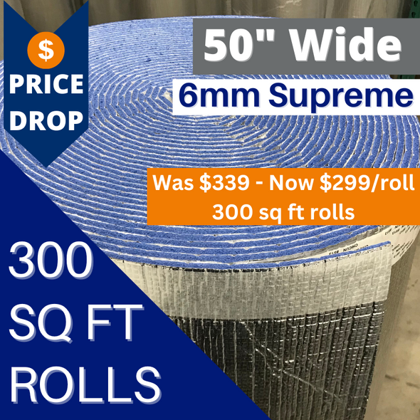 BlueTex™ Supreme 6mm 50" Wide Foil/White + Foam insulation - Choose Size