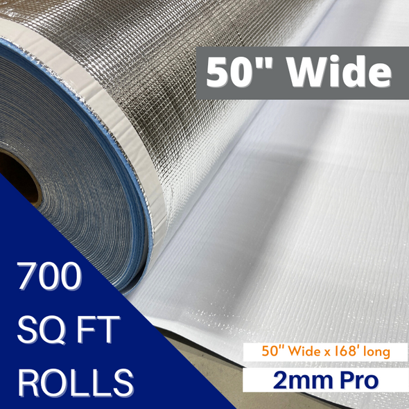 BlueTex™ Pro 2mm 50" Wide Foil/White + Foam insulation - 700 SQ FT BACK IN STOCK MAY 17th