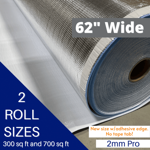 BlueTex™ Pro 2mm Super Wide 62" Foil/White + Foam insulation